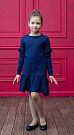 Вязаное платье для девочки TopHat темно-синее 19814