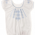 Блузка-вышиванка с коротким рукавом для девочки Фламинго голубая 719-101 - ціна