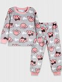 Пижама детская вельсофт Фламинго Собачки серая 855-910