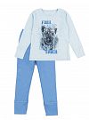 Пижама для мальчика Фламинго Тигр голубая 257-1005