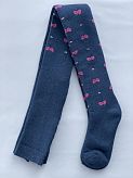 Колготки махровые для девочки KidStep Бантики и сердечки синие арт.5501