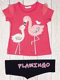 Комплект футболка и бриджи для девочки Breeze Фламинго малиновый 14319