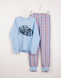 Пижама утепленная для мальчика Valeri tex Машина голубая 1770-55-055 - ціна