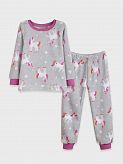 Пижама детская вельсофт Фламинго Единорожки серая 855-910