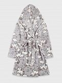 Теплый халат вельсофт для девочки Фламинго Единороги серый 883-910