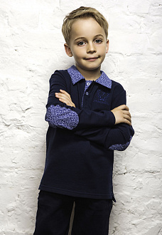 Поло с длинным рукавом для мальчика Frantolino синее 1117-016 - ціна