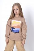 Кофта-худи для девочки Mevis коричневая мокко 4874-01
