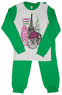 Піжама утеплена для дівчинки Valeri tex Париж зелена 1770-55-057 - ціна