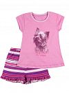 Летняя пижама для девочки Фламинго Собачка розовая 226-117