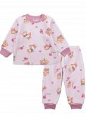 Теплая пижама флис для девочки Фламинго розовая Мишки 347-1404