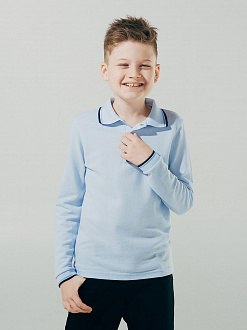 Футболка-поло з довгим рукавом для хлопчика SMIL блакитна 114597 - ціна