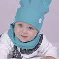 Комплект шапка і хомут для дівчинки Semejka Бінні бірюзовий 9323 - ціна