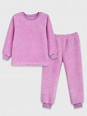 Теплая пижама для девочки вельсофт махра Фламинго розовая 855-919