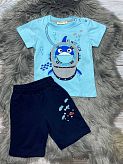 Комплект футболка и шорты для мальчика Breeze Акула голубой 13740