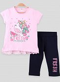 Комплект футболка и бриджи для девочки Breeze Единорог розовый 13741