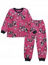 Теплая пижама флис для девочки Фламинго Котики малиновая 855-1407
