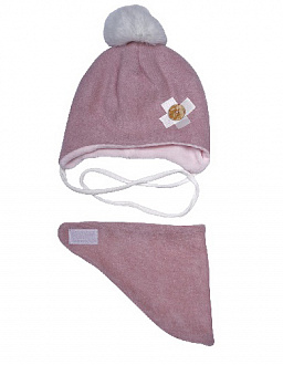 Комплект шапка і хомут для дівчинки Ханна рожевий 200102 - ціна