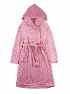 Теплый халат вельсофт для девочки Фламинго Сердечки розовый 883-916