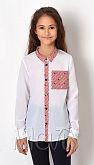 Школьная блузка для девочки Mevis белая с красным кантом 2763-01