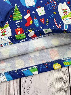 Утеплена новорічна піжама Фламінго Звірята синя 109-058 - картинка