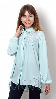 Блузка святкове з довгим рукавом для дівчинки Mevis м'ята 2480-01 - ціна