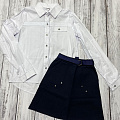 Блузка з довгим рукавом для дівчинки Mevis біла 2749-01 - розміри
