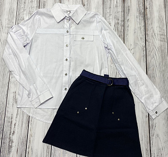Блузка з довгим рукавом для дівчинки Mevis біла 2749-01 - розміри