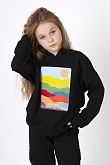 Кофта-худи для девочки Mevis черная 4874-04
