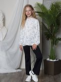 Школьная блузка для девочки Mevis Цветочки белая 4741-01