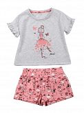 Комплект футболка и шорты для девочки Фламинго Балерина серый 743-420