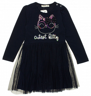 Платье для девочки Breeze Cutest kitty темно-синее 13694 - ціна