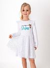 Трикотажное платье для девочки Mevis Оленёнок белое 3845-03