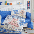 Комплект постільної білизни у дитяче ліжечко HOBBY Tombik блакитний 100*150/2*35*45 - ціна